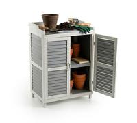 Relaxdays Mesa de Cultivo con Armario Inferior, Madera y encimera de Hierro, 100 x 67 x 47 cm, Gris/Blanco