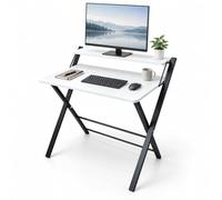 Relaxdays Mesa de Escritorio Plegable para Ordenador, Negro y Blanco | Mesa de Trabajo para Teletrabajo, Madera MDF y Metal, 82 x 70 x 56 cm