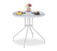 Relaxdays Mesa de jardín con efecto madera blanca blanco