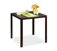 Relaxdays Mesa de jardín cuadrada efecto madera marrón