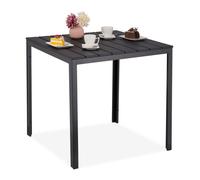 Relaxdays Mesa de jardín en efecto madera negra negro