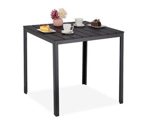 Relaxdays Mesa de jardín en efecto madera negra negro