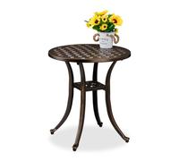 Relaxdays Mesa de jardín exterior redonda vintage oro,negro