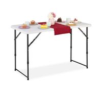 Relaxdays Mesa de jardín plegable con asa blanco,negro