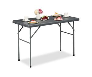 Relaxdays Mesa de jardín plegable efecto ratán negro,gris