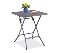 Relaxdays Mesa de Jardín Plegable, Mesita Camping, 73 x 62 x 62 cm, Mesilla Multifuncional para Exteriores, Gris, Acero, 73x62x62 cm