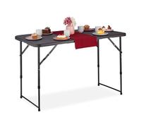 Relaxdays Mesa de Jardín Plegable, Mesita Exterior Plástico y Acero, para 6 Personas, 53,5x120x60cm, Gris