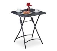 Relaxdays Mesa de Jardín Plegable y Resistente a la Intemperie, Cuadrada, 74 x 59 x 59 cm, Hecha de Acero, Antracita