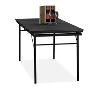 Relaxdays Mesa de Jardín Plegable, Tablero Extensible, 8 Personas, Plástico y Acero, Largo de 166-215cm, Exterior, Negro