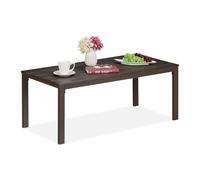 Relaxdays Mesa de Jardín, Resistente Intemperie, Efecto Madera, Terraza y Balcón, 39x98x48 cm, Mesita Exterior, Marrón
