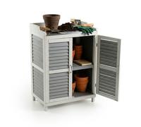 Relaxdays Mesa de jardinería con armario blanco,gris