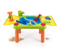 Relaxdays Mesa de Juegos de Agua y Arena con Tapa, Multicolor | Estación de Juegos Infantil con Barco, Molino y Regadera, 46 x 100 x 48 cm