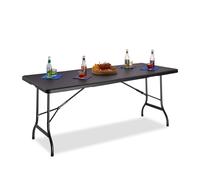 Relaxdays Mesa de terraza Plegable BASTIAN grande negro