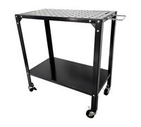Relaxdays Mesa de soldar móvil con placa perforada negro