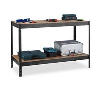 Relaxdays Mesa de trabajo para el taller marrón claro,negro