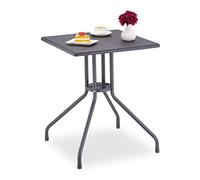 Relaxdays Mesa Jardín, 75 x 61 x 61 cm, Mesita Balcón Efecto Ratán, Plástico, Metal, Mesilla Terraza Cuadrada, Gris