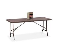 Relaxdays Mesa de jardín en efecto ratán 180 cm marrón