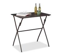 Relaxdays Mesa Jardín Plegable, Efecto Madera, Rectangular, Plástico, Metal, Mesita Balcón, 75 x 77,5 x 48,5 cm, Marrón