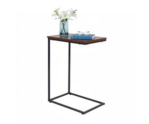 Relaxdays Mesa lateral en C marrón,negro