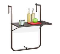Relaxdays Mesa marrón plegable para el balcón marrón oscuro
