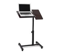 Relaxdays Mesa Ordenador Portátil, Altura Ajustable, Soporte Laptop, Ruedas, Giratoria, Inclinable, 95x60x40,5 cm, Negro
