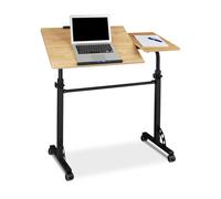 Relaxdays Mesa ordenador portátil con ruedas XXL marrón claro,negro
