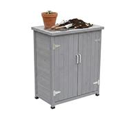 Relaxdays Mesa para Plantas con Armario Inferior, Madera, Tablero galvanizado, 90 x 75 x 40 cm, Gris