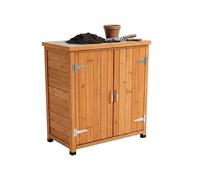 Relaxdays Mesa para Plantas con Armario, Madera y encimera galvanizada, 90x75x40 cm, Naranja