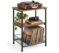 Relaxdays Mesa para Tocadiscos, 3 Niveles, Industrial, marrón/Negro | Al x An x Fon: 64,5 x 40 x 30 cm, estantería