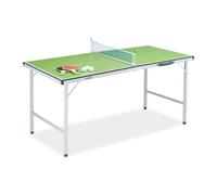 Relaxdays Mesa Ping Pong, Tablero Pimpón Plegable, Tabla Midi, Incluye Red, 2 Palas, 3 Pelotas, 70 x 70 x 150 cm, Verde, Acero, 1 Unidad