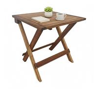 Relaxdays Mesa plegable cuadrada de acacia marrón oscuro