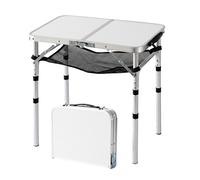 Relaxdays Mesa plegable camping blanco,negro,plata