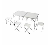 Relaxdays Mesa plegable con 4 taburetes blanco,plata