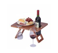 Relaxdays Mesa plegable de bambú para vino marrón