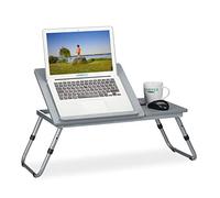 Relaxdays Mesa Plegable Portátil, Altura Regulable, Soporte Tablet Regazo, Cama, Bandeja Laptop, 44 x 73 x 34,5 cm, Gris