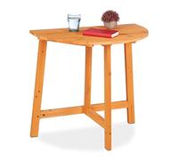 Relaxdays Mesa Plegable, Semicircular, 74 x 80 x 50 cm, Balcón y Jardín, Madera Abeto, Exterior, Mesita Pared, Natural