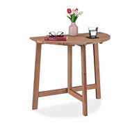 Relaxdays Mesa Plegable, Semicircular, 74 x 80 x 50 cm, Balcón y Jardín, Madera Abeto, Exterior, Mesita Pared, Marrón