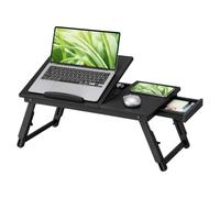 Relaxdays Mesa portátil para Cama y sofá, Plegable, bambú, Negro | regulable en altura, bandeja