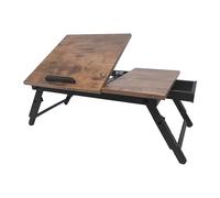 Relaxdays Mesa portátil Plegable de bambú para Cama y sofá, Ajustable, marrón Oscuro/Negro, 19.5 x 70 x 35 cm