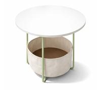 Relaxdays Mesa redonda con cesta crema,turquesa