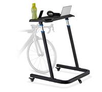 Relaxdays Mesa Rodillo Bicicleta, Soporte para Trabajar de Pie, Altura Regulable, Alto de Entre 88-125 cm, Negro, Caucho, 73,5 x 64,5 cm