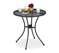 Relaxdays Terraza, Agujero Sombrilla, Rejilla, Resistente a la Intemperie, Acero, 72x70 cm, Mesa Redonda, Antracita, 1 Pieza
