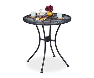 Relaxdays Mesa Terraza, Agujero Sombrilla, Rejilla, Resistente a la Intemperie, Acero, 72x70 cm, Mesa Redonda, Antracita