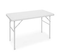 Relaxdays Mesa Terraza Plegable Bastian, Rectangular, 74x121,5x61,5 cm, Efecto Ratán, Exterior, Mesita Jardín, Blanco