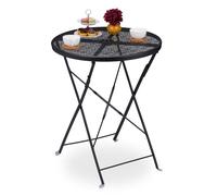 Relaxdays Mesa terraza plegable negra negro