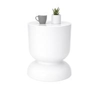 Relaxdays Mesa y Taburete de Reloj de Arena, decoración salón, Metal Blanco, 46 x 36 x 36 cm