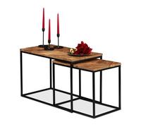 Relaxdays Mesas de centro set de dos unidades marrón claro,negro