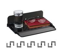 Relaxdays Mesilla de noche extensible negro