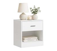 Relaxdays Mesita de Noche, cajón y Hueco Abierto, 41x39x28 cm, Blanca | Mesita de noche para el dormitorio, mesita de noche