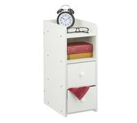 Relaxdays Mesita de Noche, 1 Unidad, con 2 Cajones, 55 x 22,5 x 34 cm, Dormitorio, Mesilla Cabecera, MDF, Blanco/Dorado